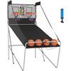 HOMCOM Canestro Basket con Tabellone LED 205x110x205 cm Bianco e Nero | Pompa, 2 Canestri, 4 Palloni, 8 Modalità di Gioco, Macchina da Pallacanestro Elettronica, Acciaio, Tessuto Oxford, MDF