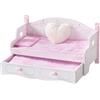 ROBUD Set letto a castello e divano per bambole da 45,7 cm, 2 in 1, in legno, con materasso, trapunte e cuscini, divano letto convertibile per giochi di finzione, regalo per ragazze dai 3 anni in su