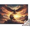 HGKMWZBDFJRL Leone maestoso e aquila Puzzle 1000 Pezzi Carta per Adulti Scena Tramonto Montagna Puzzle per Famiglia Relax Decorazione Regalo 38x26cm/1000pcs