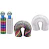 Ferro Stars Molla metallica da 15 cm, giocattolo a spirale arcobaleno, spirale colorata, piuma Slinky, molla per scale, giocattolo antistress, 2 colori assortiti (set entrambi)
