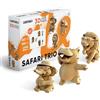 CARTONIC Safari Trio Set Puzzle 3D in Cartone - 3 Modelli, 267 Pezzi, con Materiali Riciclati, Sculture Fai da Te