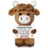 Komergave Mucca di altopiani positiva, Mucca Highland lavorata a maglia, supporto emotivo per bambole all'uncinetto per regali di incoraggiamento, decorazione di feste, versatile Highland Mucca ornamenti con