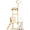 VOUNOT® Tiragraffi per Gatti Alto 155 cm, Albero per Gatti Multilivello con Pali Tiragraffi in Sisal, Tunnel, Amaca, Cuccia, Piattaforme e Scaletta, Centro Attività per Gatto, Beige