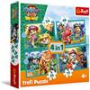 Trefl - Paw Patrol: Storie dall'isola dei dinosauri | Puzzle 4 in 1 da 35 a 70 pezzi, con diversi livelli di difficoltà, per bambini dai 4 anni in su