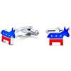 Bling Jewelry Patriottico Americano Usa Rosso Bianco Blu Animale Asino Camicia Gemelli Simbolo Di Democratico Simbolo Partito Politico Smalto Tre Toni Argento Tono Acciaio Inox Cerniera Posteriore Proiettile