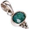 HIMALYA QUARTZ Corindone Smeraldo Pietra preziosa Ciondolo fatto a mano in argento sterling 925 Pietra tagliata ovale 6x8 mm Gioielli in argento per le donne H-SP06