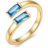 Suplight Anello Donna Regolabile Rettangolare con Pietre Portafortuna | Anello Donna Aperto con Pietre Colore Oro/Argento Regalo Donna per Fidanzamento Anniversario