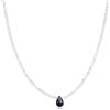 COAI Collana Donna Pietre Naturali Minimalista Elegante Ciondolo Goccia | Collana donna con pietre naturali, perline sfaccettate 3 mm, ciondolo in pietra naturale, catena regolabile 40+5 cm