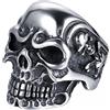 JewelryWe Gioielli Anello Punk da Uomo Donna Acciaio Inossidabile Gotico Teschio Cranio, Colore Nero Argento;Regalo Halloween
