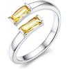 Suplight Anello Donna Regolabile Rettangolare con Pietre Portafortuna | Anello Donna Aperto con Pietre Colore Oro/Argento Regalo Donna per Fidanzamento Anniversario