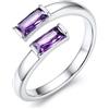 Suplight Anello Donna Regolabile Rettangolare con Pietre Portafortuna | Anello Donna Aperto con Pietre Colore Oro/Argento Regalo Donna per Fidanzamento Anniversario