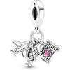 The Charmery Charm a forma di mappamondo in argento 925, compatibile con braccialetti Pandora, Trollbeads, Chamilia, Biagi e molti altri braccialetti britannici.