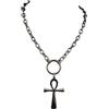 Generico Collana con ciondolo crocifisso punk alla con accento O | Catena da collo con catena in acciaio inossidabile per clavicola per uomo donna adolescente, lunghezza 50 cm