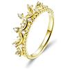 NewL Anello da donna in argento Sterling 925, con corona da principessa, colore oro, anello nuziale