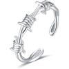 Generic Anello regolabile per donna - S925 Corona spinata aperta di spine intrecciate Filo da uomo, reggiseno ad albero