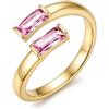 Suplight Anello Donna Regolabile Rettangolare con Pietre Portafortuna | Anello Donna Aperto con Pietre Colore Oro/Argento Regalo Donna per Fidanzamento Anniversario