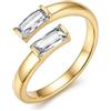 Suplight Anello Donna Regolabile Rettangolare con Pietre Portafortuna | Anello Donna Aperto con Pietre Colore Oro/Argento Regalo Donna per Fidanzamento Anniversario