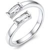 Suplight Anello Donna Regolabile Rettangolare con Pietre Portafortuna | Anello Donna Aperto con Pietre Colore Oro/Argento Regalo Donna per Fidanzamento Anniversario
