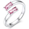 Suplight Anello Donna Regolabile Rettangolare con Pietre Portafortuna | Anello Donna Aperto con Pietre Colore Oro/Argento Regalo Donna per Fidanzamento Anniversario