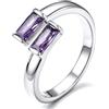 Bestyle Anello Donna Regolabile con Pietre Portafortuna Rettangolare | Anello Donna Aperto con Pietre 12 Mesi Colore Argento/Oro con Zirconia Cubica Regalo per Donna Fidanzamento Anniversario
