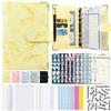 Generic Marble Notebook Money Organizer Supplies 6 Ring Binder PU Leather A6 Notebook Zipper Envelope for(yellow set)