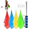 Generico 4-Piece Outdoor Equestrian Flag Set - Telescopic Trainer Pole | | Lightweight Riding School & Lunging Flags For Horse Trainer & Obstacle Course; Retractable Equine Training Gear For Riders
