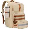 YOREPEK Zaino Tattico Militare Espandibile, 24L Zaino Crossfit Donna | Zaino Militare con Marsupio Tattico Staccabile, Zaino Tattico con Sistema Molle per Trekking, Viaggio, Marrone Mandorla