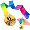 VINTORKY Medaglia in Metallo con Nastro Dorato 3D in Rilievo, medaglia Premio Portatile in Lega di Zinco per Running, partecipanti, 1 Pezzo