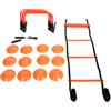 AMONIDA Set Scala di agilità Regolabile per Palestra su Campo Sportivo, | Kit di Allenamento per Coordinazione e velocità con 4 Ostacoli, 12 Indicatori di Cono, Paracadute di Resistenza, Ldpe