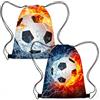 KDFSSIPE Borsa Calcio con Cordino 2 Pezzi - Zaino Sportivo Leggero per Bambini, Ragazzi e Ragazze, Bag Regalo Festa, Borsa Palestra, Bag da Viaggio (Stile Pallone da Calcio)