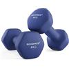 SONGMICS Set di 2 Manubri, 2 x 4 kg, Manubri Esagonale con Superficie in Vinile, per Fitness, Esercizio, Addestramento, per Palestro in Casa, Blu Porto SYL908Q01