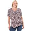 Ulla Popken T-Shirt, Herzen, Zipfelsaum, V-Ausschnitt, Halbarm T-Shirt Donna (Pacco da 1)