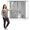 Flei, zanzariera magnetica per porta scorrevole, con chiusura automatica e sistema di ventilazione, per soggiorno/patio., Nero , 65x125cm(WxH)