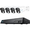 Reolink NVS8-12MB4 12MP/4K+ Sistema di sorveglianza NVR a 8 canali con HDD da 2 TB, 4 telecamere Bullet RLC-B1200 [NVS8-12MB4]