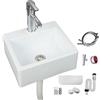 AYYDS Lavabo in plastica con rubinetto, lavello a mano semplice | Lavabo con tubo flessibile, tappo di scarico per giardino, garage, cantina, camper (34 x 29 cm)