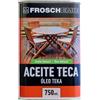 Froschemie Olio di Teak Naturale FROSCHEMIE con Ingredienti Naturali | Facile applicazione, Filtro solare e idrorepellente | Arricchisce il legno | Protegge dalle intemperie | Incolore 0,75L