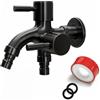 HEYOUTH Rubinetto Giardino,Doppio Rubinetto,Rubinetto Della Parete,1/2 Rubinetto Antigelo,Adatto per lavatrice, Cucina,Bagno,Giardino (Black)