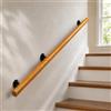 Azjopy Corrimano in Legno per Scale Interne, Parete con Staffe Nere | ringhiera antiscivolo per scale, Legno naturale, presa confortevole, per scale interne, corridoi, ingressi e mansarde