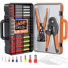 Preciva Set di Pinza Crimpatrice 0,08-16 mm² e Spellafili Elettrici 0.2-6mm² | Puntalini Elettrici a Crimpare 1450 Pezzi, Spellafili Integrato, Valigetta Portatile, Sistema a Cricchetto Regolabile