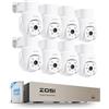 ZOSI 5MP Kit Telecamera Sorveglianza Cablata 8CH DVR, Telecamera Dome Esterna PTZ 360°, Rilevamento Umano/Veicolo, Visione Notturna 20m, 1TB HDD Registrazione 24/7 e Allarme Istantaneo, Bianco