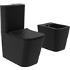 Parama Coppia di sanitari filomuro vaso monoblocco rimless e bidet nero opaco | Londra