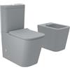 Parama Coppia di sanitari filomuro vaso monoblocco rimless e bidet grigio opaco | Londra