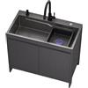 Lsoiup Lavello Autoportante con Armadio, Acciaio Inox, 68/80cm | Lavello utility, armadio in alluminio, miscelatore acqua calda/fredda, interno/esterno, cucina/bagno(A-Grey,L:68cm)
