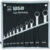 WGB Das Werkzeug Set di chiavi combinate dritte ed extra piatte in borsa portautensili | Set di chiavi a doppio anello da 10 pezzi 6-32 mm | Set di chiavi per autoveicoli WGB