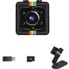 Bextgoo Mini Telecamera Spia, Nessun Wi-Fi , Scheda TF da 32 GB Preinstallata | Foto 12MP, 1080P FHD Video, Visione Notturna, Supporto Rotante a 360°, Montaggio con Viti o Clip, Nero