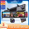 OBDPEAK Dash Cam a 3 Telecamere 4K, DVR Auto Anteriore Interno Posteriore 1080P, Tracciamento GPS, Visione Notturna, Registratore Video, Monitoraggio Parcheggio