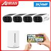 ANRAN 2K Kit sistema di telecamere solari Telecamera Wi-Fi wireless esterna da 4 MP 4CH NVR 4 telecamere Rilevamento umanoide PIR Funziona con l'APP ARCCTV
