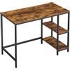 VASAGLE Scrivania, Tavolo per Computer, con 2 Ripiani a Scelta (Sinistra o Destra), per Ufficio, Camera da Letto, Struttura in Acciaio, Stile Industriale, Marrone Rustico e Nero/Grigio e Nero/Nero