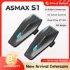 ASMAX S1 Casco Auricolare Bluetooth Controllo vocale Sistemi di comunicazione per moto 8 ciclisti Interfono per casco con radio FM ENC/IPX7, Richiami vocali in italiano Adatto per Motoslitta/Sci/ATV
