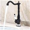 NONE Rubinetto per bagno Rubinetto per lavabo retrò Rubinetto per bagno Rubinetto per bagno in ottone con asta singola, rubinetto caldo e freddo, tubo di ingresso G3/8 - Nero